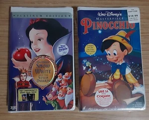 Sealed Disney VHS Tapes Pinocchio and Snow White and the Seven Dwarfs - Picture 1 of 6