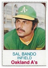SAL BANDO 1975 Hostess Baseball card #4 Oakland A's EX+