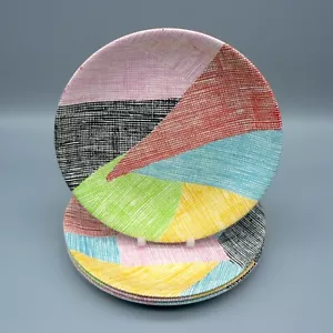 EMPIRE BARBIZON 4 SIDE PLATES 1961 TEA CAKE SANDWICH KITSCH ATOMIC FUN HARLEQUIN - Picture 1 of 11