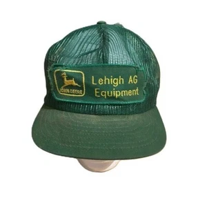 Vintage John Deere Mesh SnapBack Made in USA Hat Green Yellow Patch Tractor - Picture 1 of 8