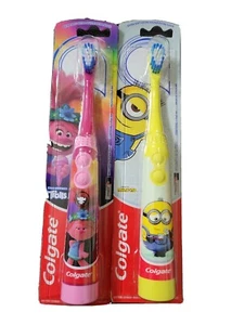 LOT OF 2 Colgate Children Minions and Trolls Battery Powered ToothbrushExtrasoft - Picture 1 of 4