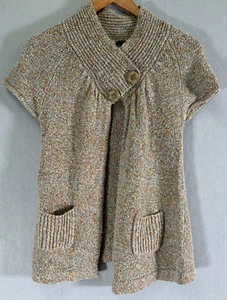 BKE Sweater Cardigan Tan Button Accent Up Cotton Thick Medium Women - Picture 1 of 10