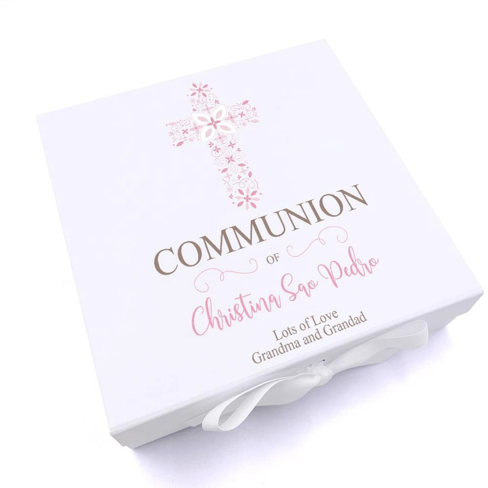 Caixa de memória personalizada comunhão ornamentada cruz lembrança UV-305 - Imagem 1 de 1