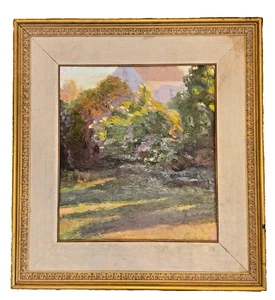 Dipinto ad olio firmato Ebersberger 1987 "Lillà al tramonto" incorniciato Galleria McBride - Foto 1 di 13