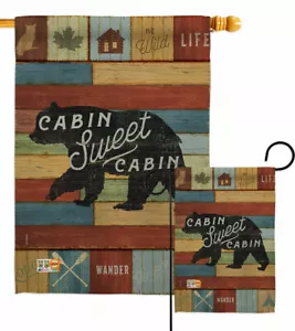 Cabin Sweet Garden Flag Lodge Outdoor Decorative Small Gift Yard House Banner - Picture 1 of 17