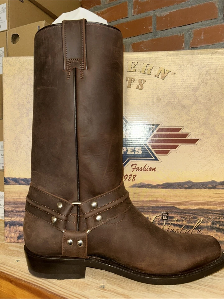 Nuevas Botas de Vaquero de Cuero Hechas a Mano Estrellas y Rayas México Cobre 9.5 Foto 1 de 4