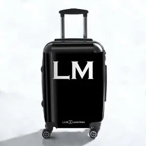 Personalised Suitcase Black Initials Cabin 4 Spinner Wheels Hand Luggage - Picture 1 of 7