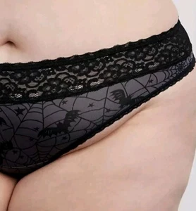 Torrid Halloween Spiderwebs Second Skin Microfiber Thong Plus Size 2X, 18/20 - Picture 1 of 7