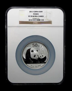 2011 China Panda 5oz Silver Coin 50 yuan NGC PF 70 ULTRA CAMEO - Picture 1 of 4