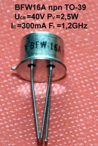 BFW16A BFW16 A BFW 16A 2,5W 300mA 40V 1,2GHz UHF Breitband Transistor npn RF NOS - Bild 1 von 1