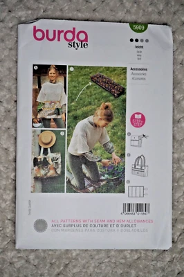 BURDA 6909 Garden Accessories (Apron/Kneeling Cushion/Tote Bag) Pattern Uncut - Image 1 of 2