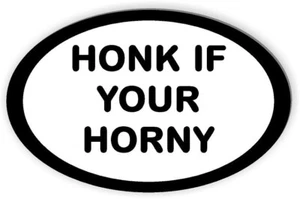 HONK IF YOUR HORNY OVALE magnete paraurti magnetico 5,5"x3,5 divertente sicurezza paraurti - Foto 1 di 6