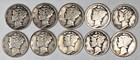 Mercury Silver Dimes Lot of 10 Mixed Dates