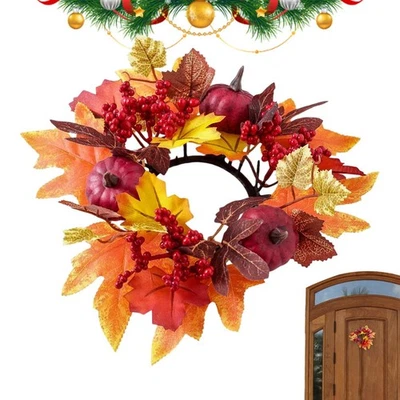 Fall Candle Rings Wreaths Artificial Maple Leaf  - image 1 of 4