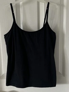 DAMEN SCHWARZES TANK TOP MIT SELBST BH & VERSTELLBAREN TRÄGERN VON: HANES GR: LARGE - Bild 1 von 3