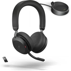 Jabra Evolve2 75 Bluetooth Wireless Headset With Charging Stand -MS Teams, USB-A - Afbeelding 1 van 9