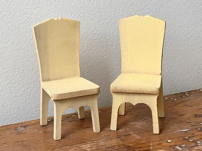 Strombecker Kitchen Chairs 1930s Vintage Wooden Dollhouse Furniture Large 1:12 - Image 1 of 4