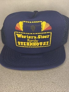 "Western Steer" Polyhut/Snapback gelb Puffbuchstaben 80 90er Truckerhut Vintage - Bild 1 von 11