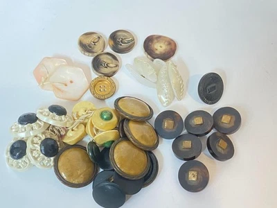 Vintage Celluloid Plastic MOP Button Mixed lot of 37 - Image 1 of 3