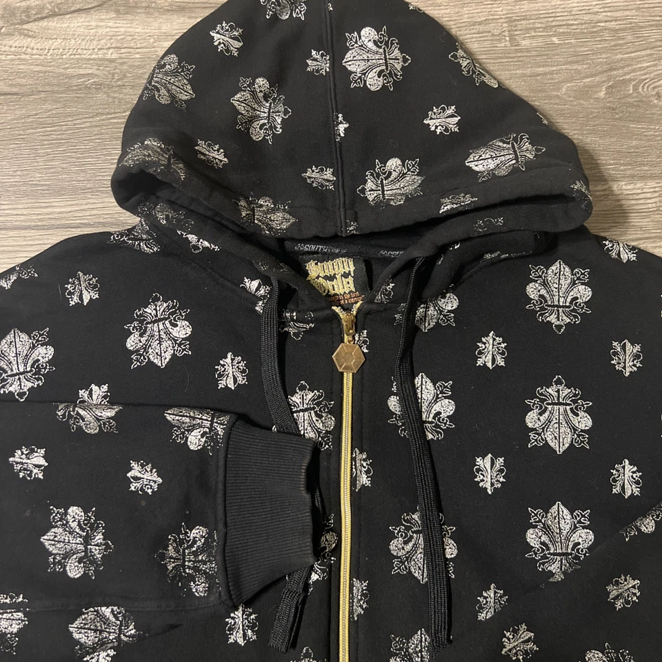 Sudadera Southpole Fleur de Lis Cremallera Completa XL Negra con Capucha Jessie Pinkman Y2K Foto 1 de 4