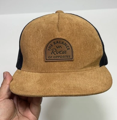 Кепка бейсболка RVCA черная сетка коньки дальнобойщики монолит вельвет желтовато-коричневая сетка - Изображение 1 из 4