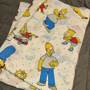 1990's Vintage The Simpsons Bed Sheet Flat Twin Bart Homer Marge Lisa Maggie - Picture 1 of 9