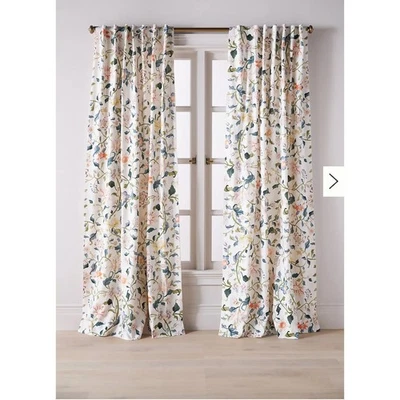Juego de cortinas estampadas florales de algodón orgánico Anthropologie Hattie 50 X 108 Foto 1 de 4