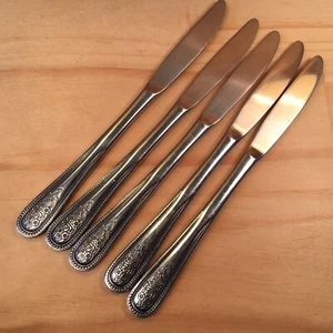 5pc WILTSHIRE “Silver” Lovely Vintage Floral Butter Knives Metal Entree Cutlery - Picture 1 of 22