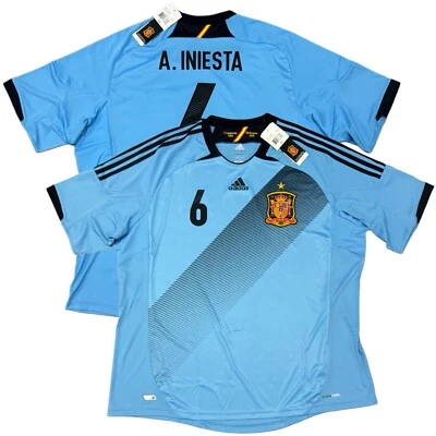 2012/13 Spain Away Jersey #6 A. INIESTA 2XL adidas Soccer La Roja Euro Blue Kit - Image 1 of 4
