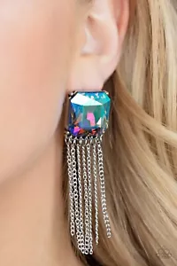 Paparazzi Supernova Novelty Multi OIL SPILL Earrings - Picture 1 of 2