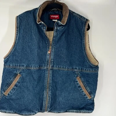 Chaleco vaquero Wrangler Hero para hombre Sherpa pana ribete chaqueta grande occidental Foto 1 de 4