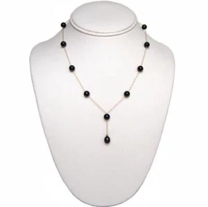 Collana pendente coppa latta oro giallo 14 carati perle nere AAA 6-7mm 16,5" o 18,5" - Foto 1 di 1