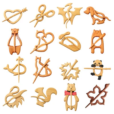 1 PC Sweater Scarf Wooden Brooch with Animal Pattern Shawl Wooden Cartoon Pin - Image 1 of 4