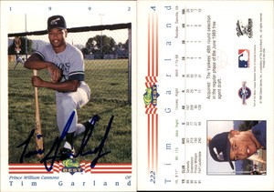 Tim Garland Signed 1992 Classic Best #222 Card Prince William Cannons Auto AU