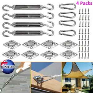4X Shade Sail Hardware Kit S/Steel G316 Accessories Turnbuckle with Locking Nuts - Picture 1 of 10