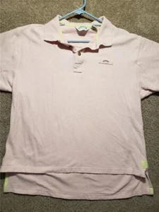 Vintage Men's Orvis Polo Shirt Short Sleeve Pink Top Logo Fishing Yellow Large L - Picture 1 of 9