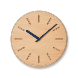 Lemnos Wall Clock DRL19-06 NV Navy Analog Natural Wood Paper-Wood CLOCK Japan - Picture 1 of 7