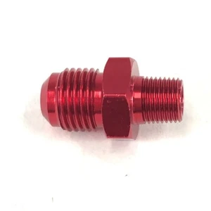Aluminum Fitting Adapter 6AN Male end to 1/8NPT Male end Flare Straight Red - Picture 1 of 8