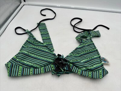 Bikini Lucky para mujer medio verde boho halter corbata ojales top solo cómodo elástico Foto 1 de 3