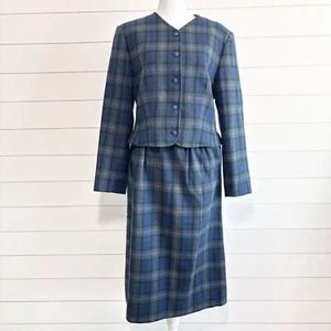 Vintage Pendleton Plaid Baird Tartan Pleated Wool Skirt Set Womens Size 8/10 - Picture 1 of 16