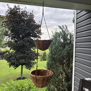 Vintage IKEA 1992 Tandem 2 livelli 50" da appendere tessuto a mano pianta vimini cesto frutta - Foto 1 di 11