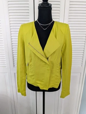 Chaqueta Moto KAREN KANE Mujer S Eléctrica Verde Lino Cremallera Asimétrica Vibrante NUEVA Foto 1 de 4