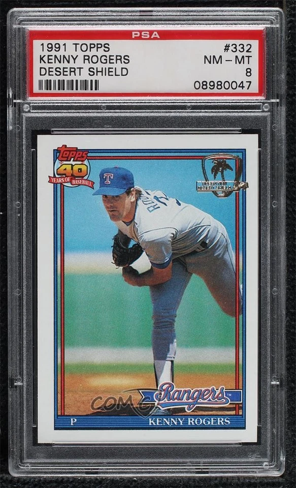 1991 Topps Operation Desert Shield Kenny Rogers #332 PSA 8 Shield - Image 1 of 2