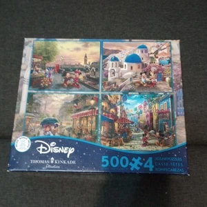 Ceaco Disney Thomas Kinkade 500 pc 4 in 1 Puzzle Mickey Minnie Friends Travel - Picture 1 of 1