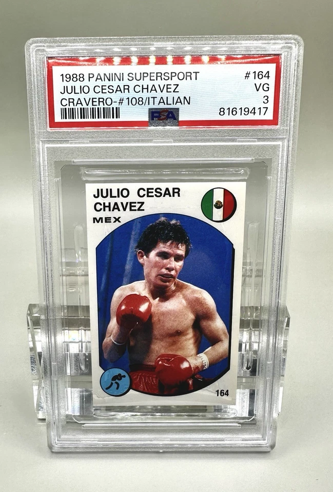 1988 Panini Supersport #164 Julio Cesar Chavez Cravero Rookie Card RC PSA 3 - Image 1 of 2