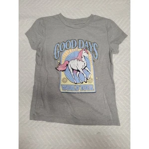 Camiseta gráfica gris unicornio "Good Days World Tour" para niñas talla XS 6/6X - Imagen 1 de 3