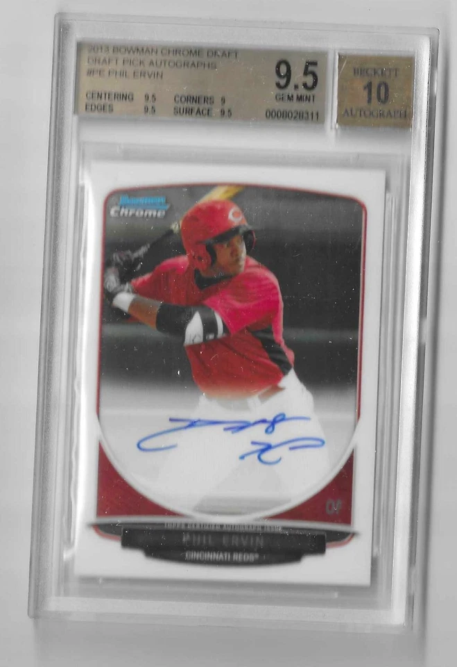 2013 Bowman Draft Chrome Prospect Refractor Phil Ervin BGS 9.5 GEM MINT Auto - Image 1 of 1