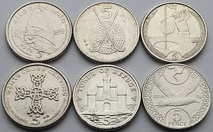 Isle of Man 5p Münzsatz - im Umlauf - Bild 1 von 2