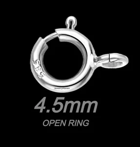 4.5mm 14k White Solid Gold Spring Ring Clasp OPEN Jump Ring RHODIUM Italy - Picture 1 of 4