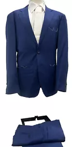 Traje Hombre Made IN Italy Azul Fresco Lana TASMANIA150 46 48 50 52 54 56 58 60 - Imagen 1 de 13